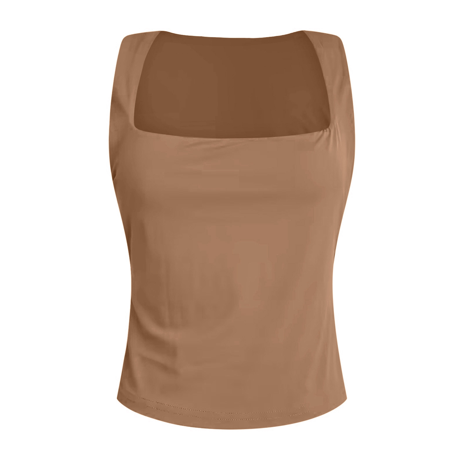 thumbnail image 4 of Camiseta sin mangas de verano ajustada para mujer: sin mangas, color liso, poliéster transpirable, corte ajustado, versátil para combinar con pantalones cortos o faldas., 4 of 5